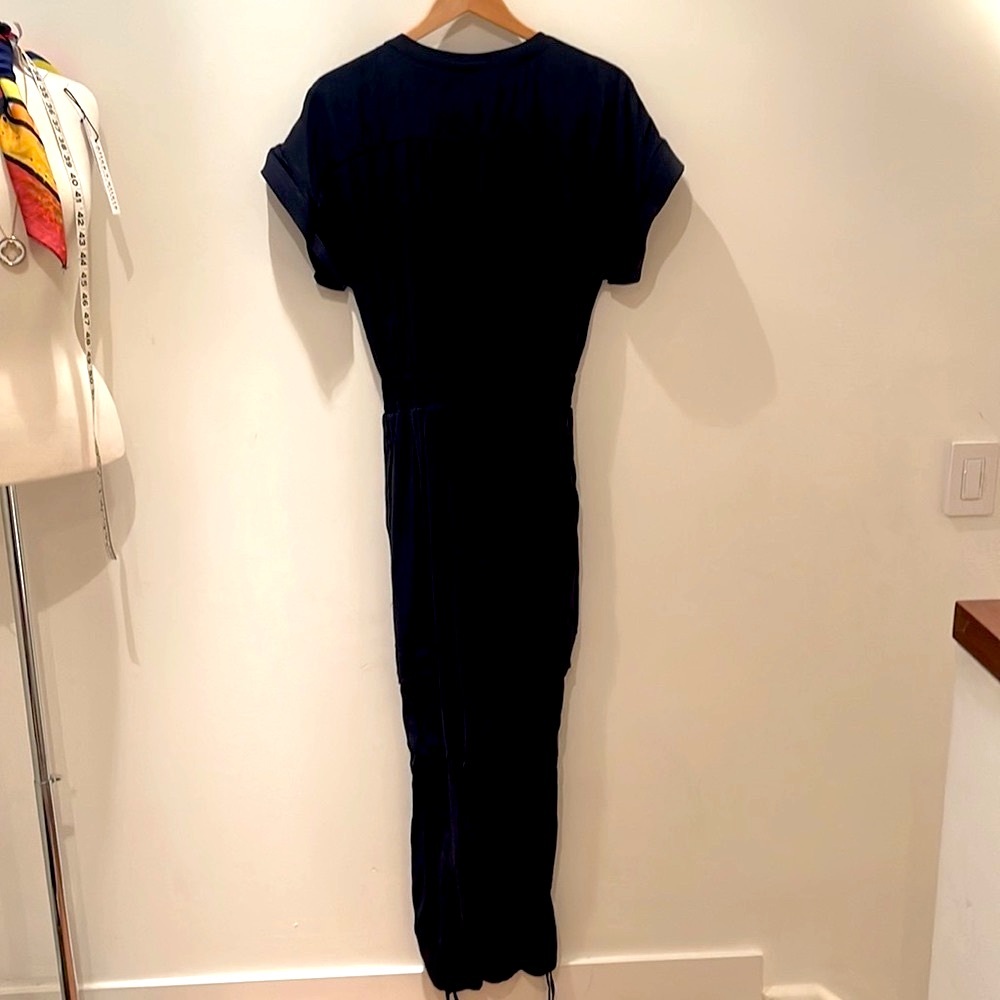 Elie Tahari navy cargo light weight denim jumpsuit. Size M. Newly dry cleaned.